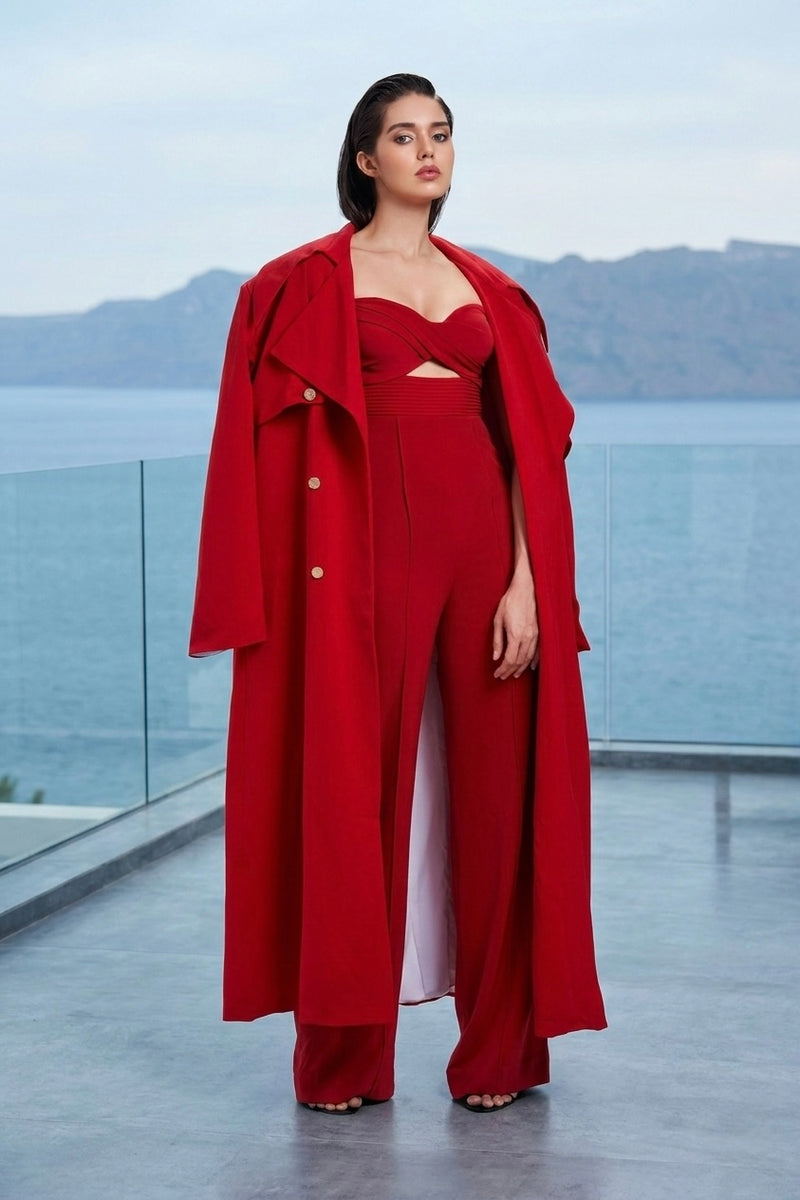 Trench coat in red