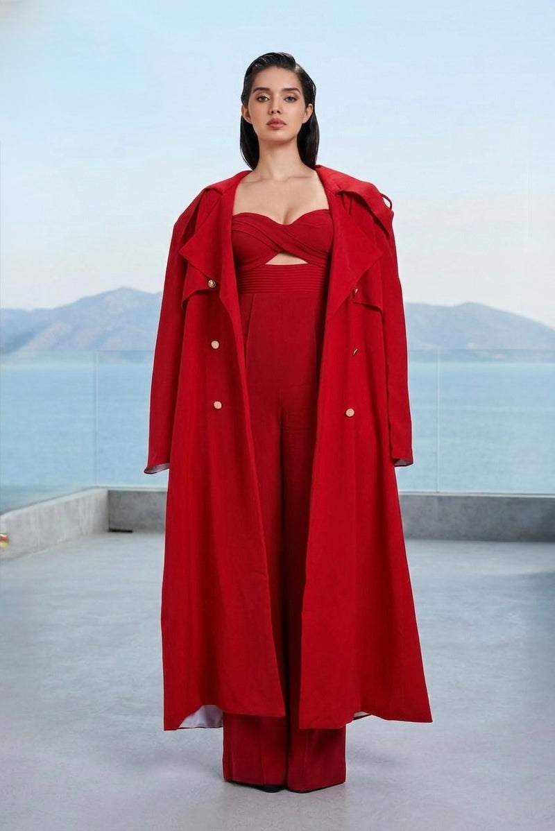 Trench coat in red
