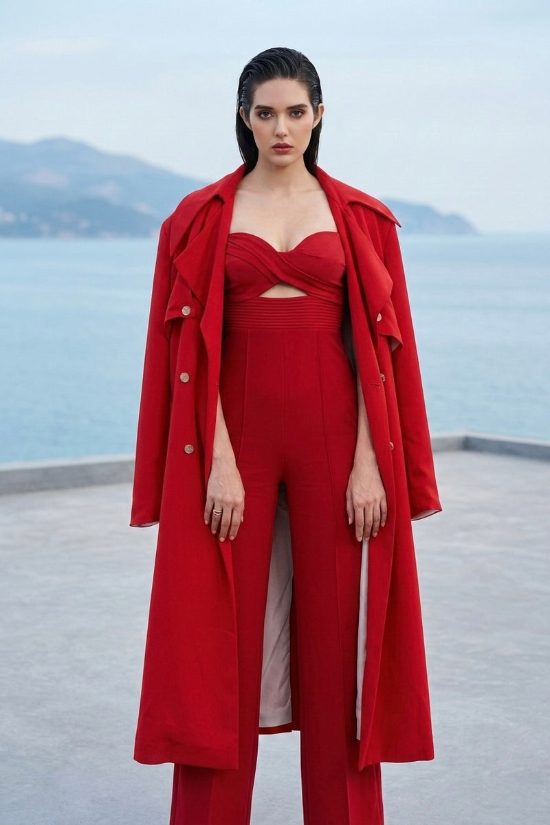 Trench coat in red