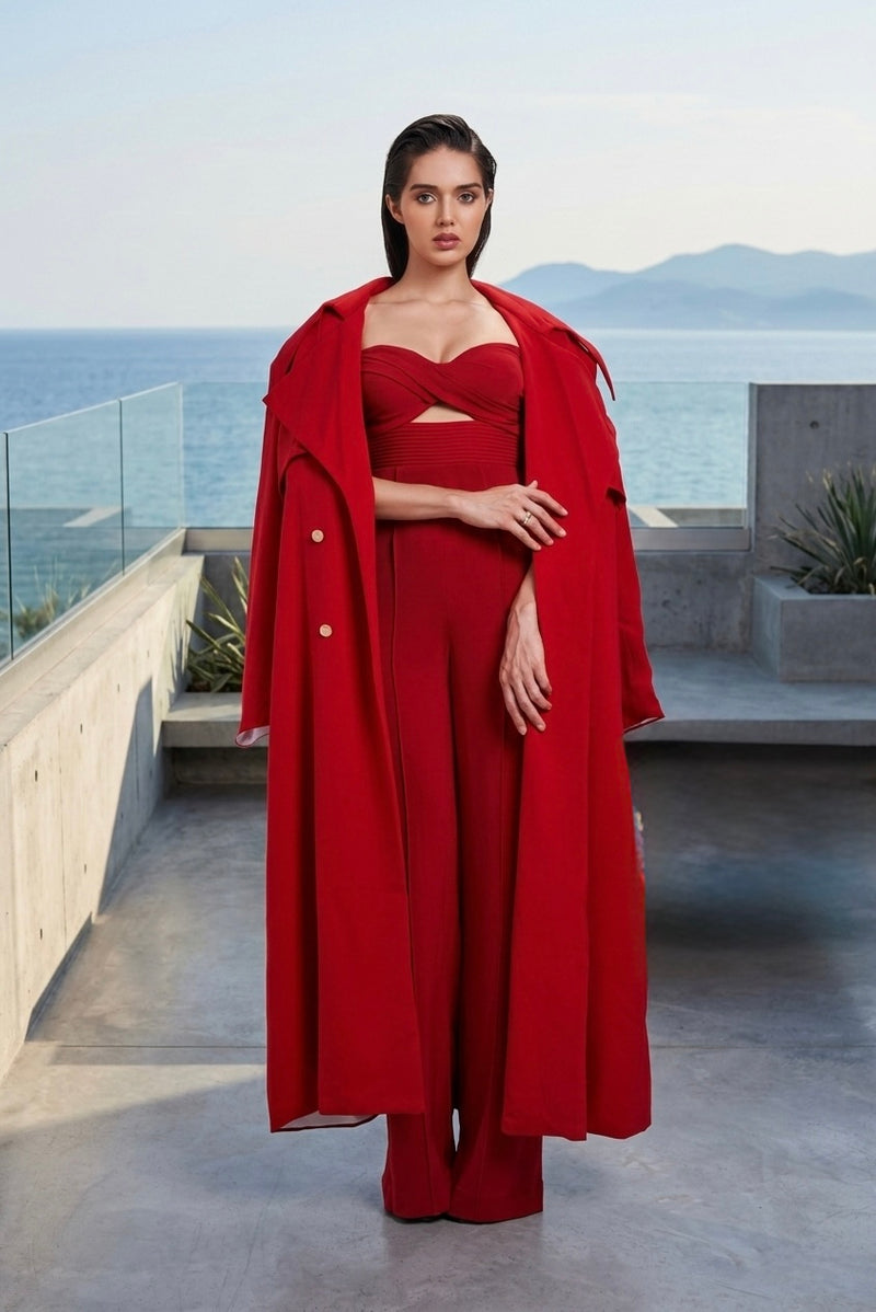 Trench coat in red