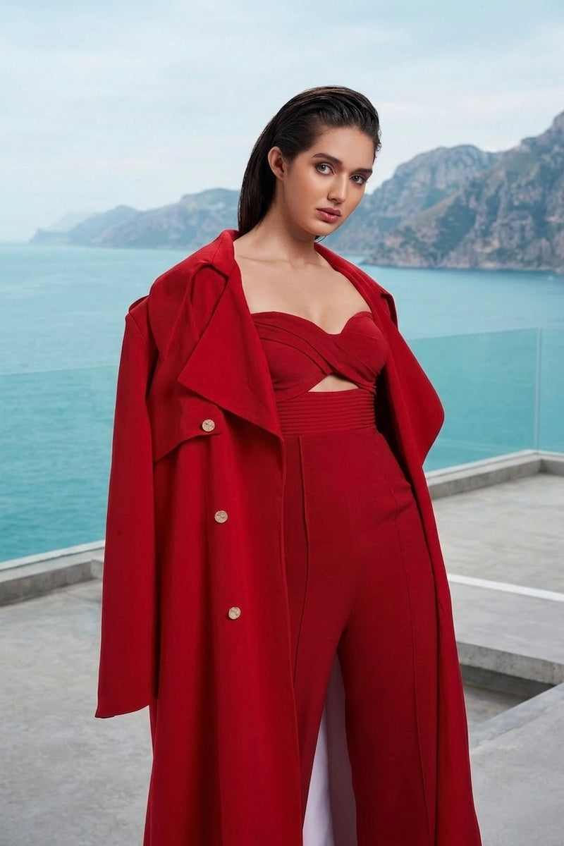 Trench coat in red