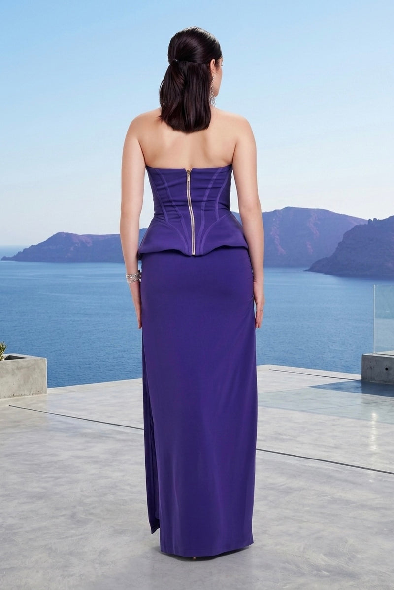 Sculpt corset & maxi skirt set in purple