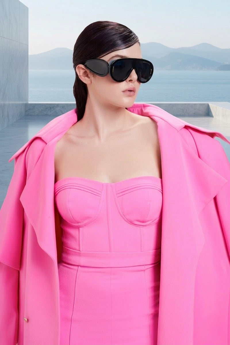 Trench coat in hot pink