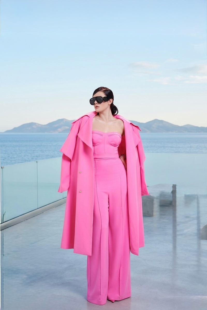 Trench coat in hot pink