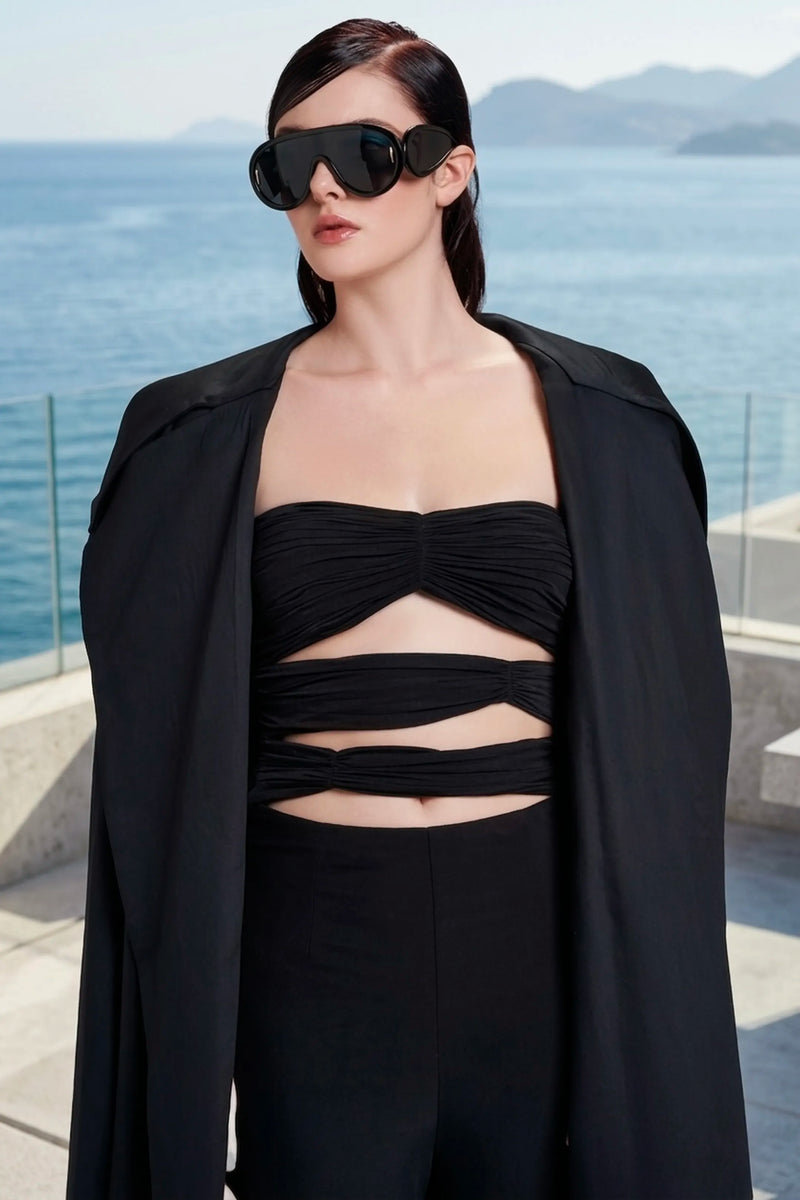 Cut-out stretch jumpsuit in black