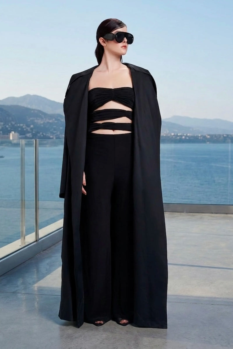 Cut-out stretch jumpsuit in black
