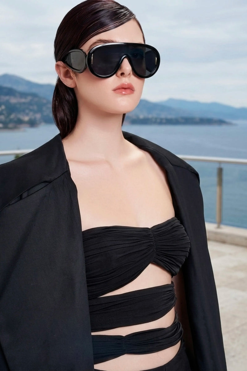 Cut-out stretch jumpsuit in black