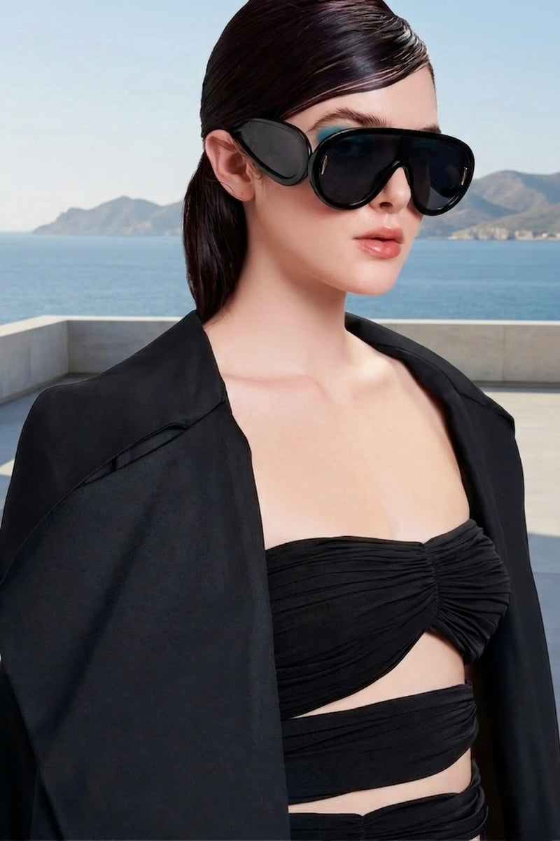 Cut-out stretch jumpsuit in black