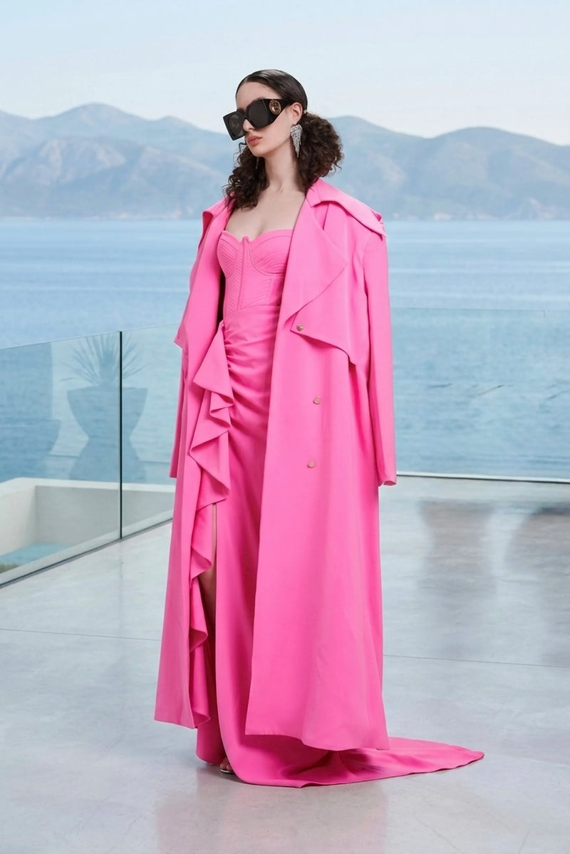 Trench coat in hot pink