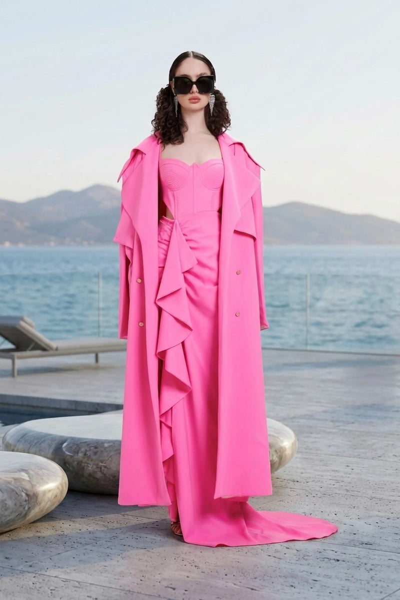 Trench coat in hot pink