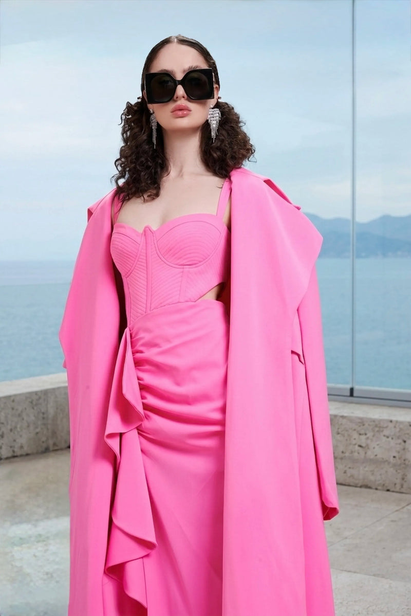 Trench coat in hot pink