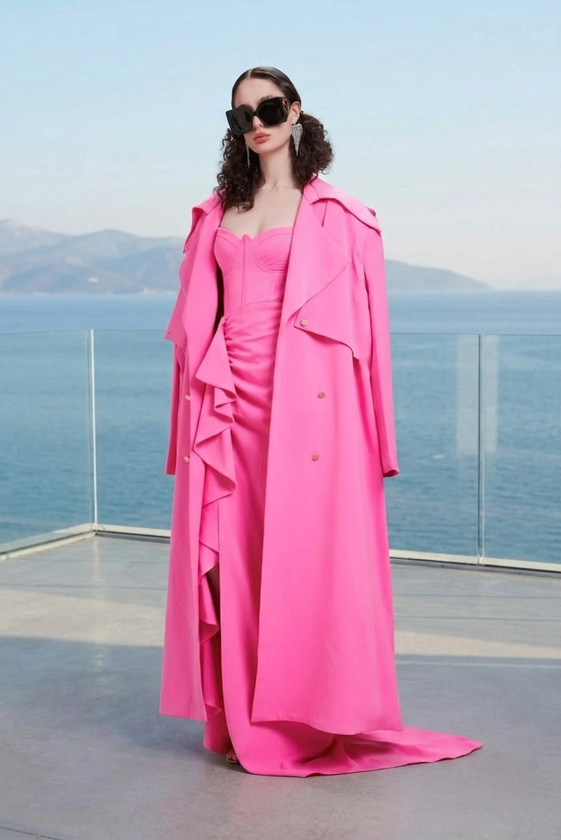 Trench coat in hot pink