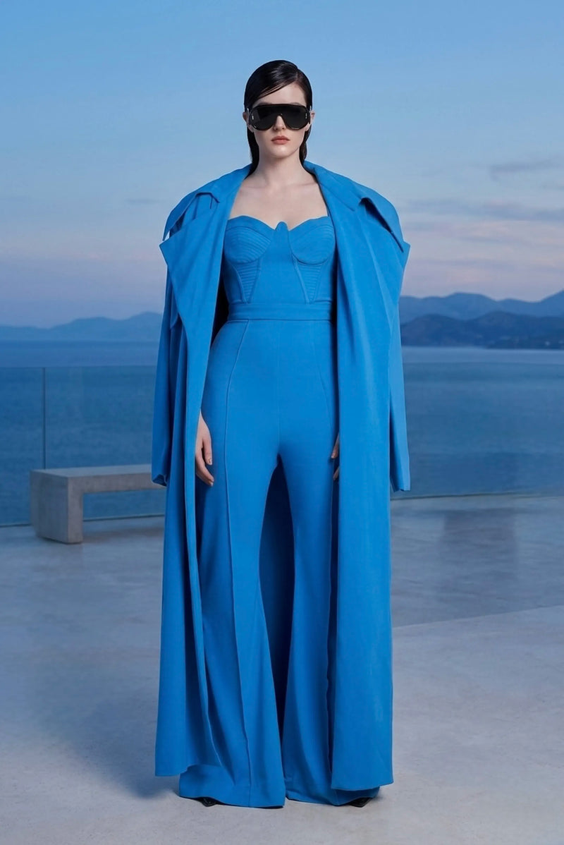Trench coat in ocean blue
