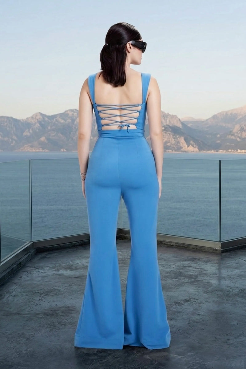 Trench coat in ocean blue