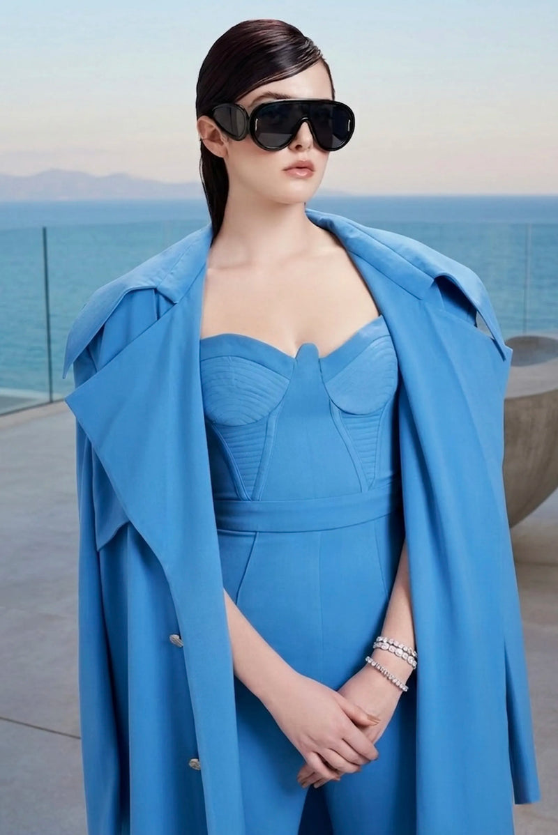 Trench coat in ocean blue