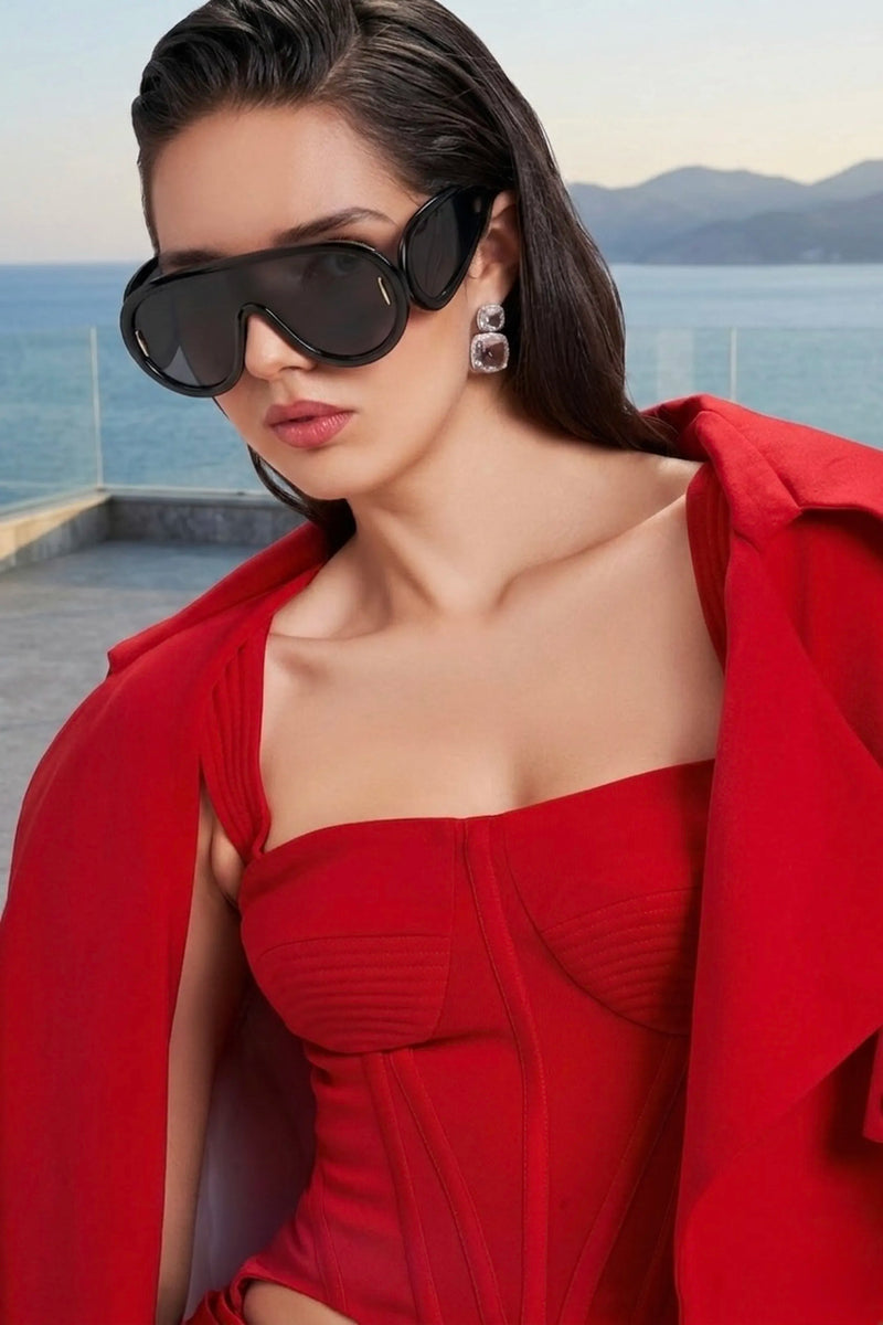 Sculpted cut-out maxi dress in red