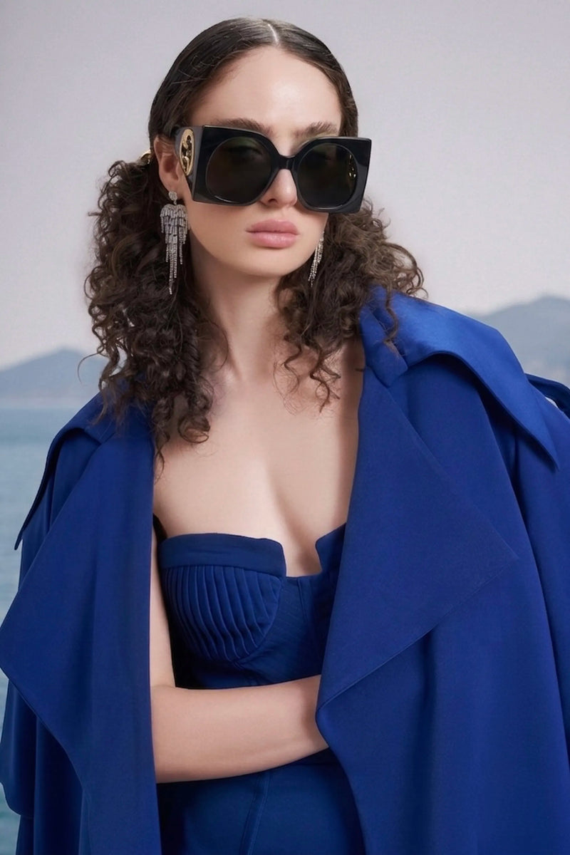 Cobalt cut-out gown