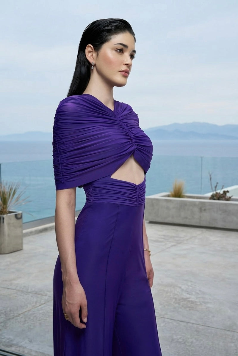 Purple drape jumpsuit