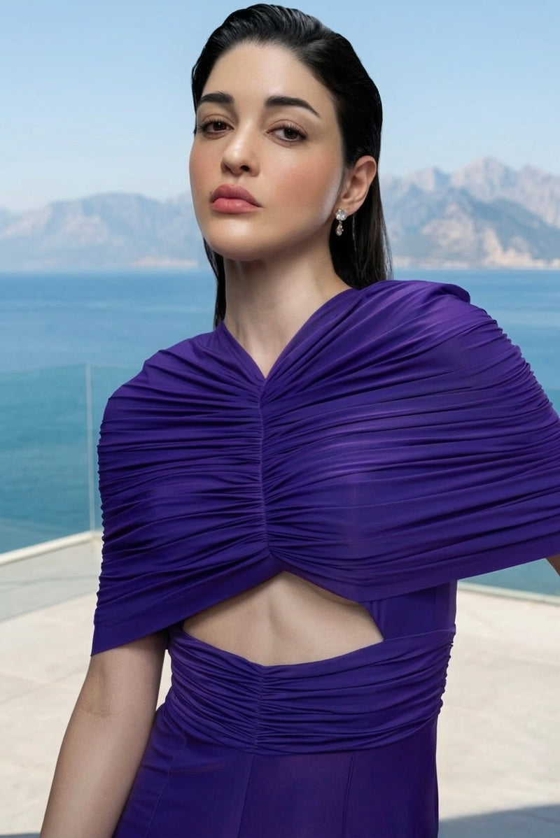 Purple drape jumpsuit