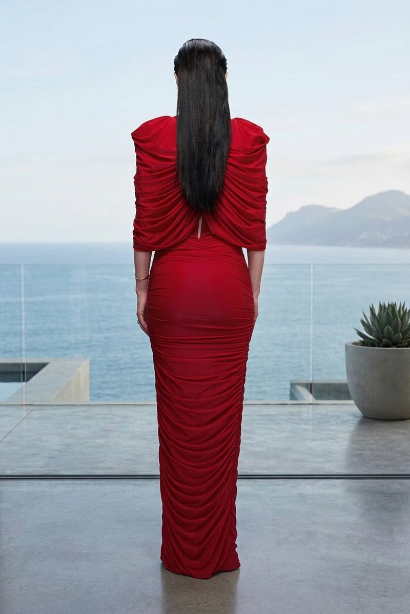Scarlet sculpted stretch maxi