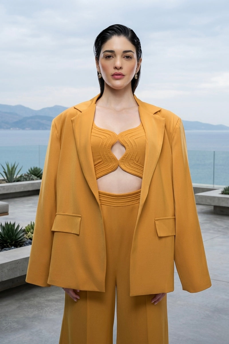 Structured blazer in mustard