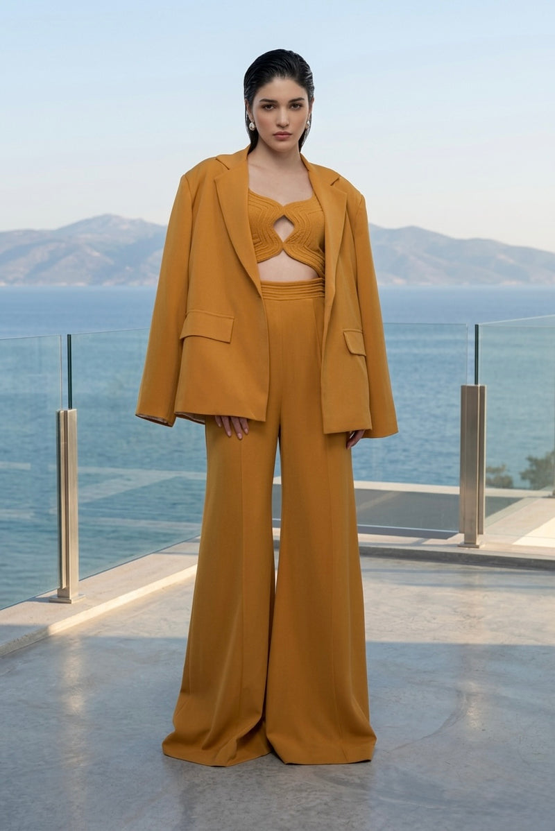 Structured blazer in mustard