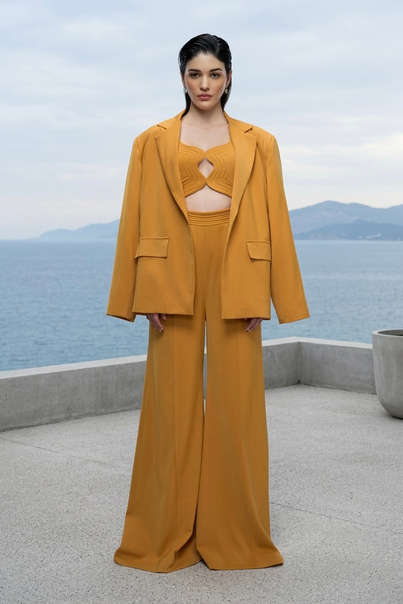 Structured blazer in mustard