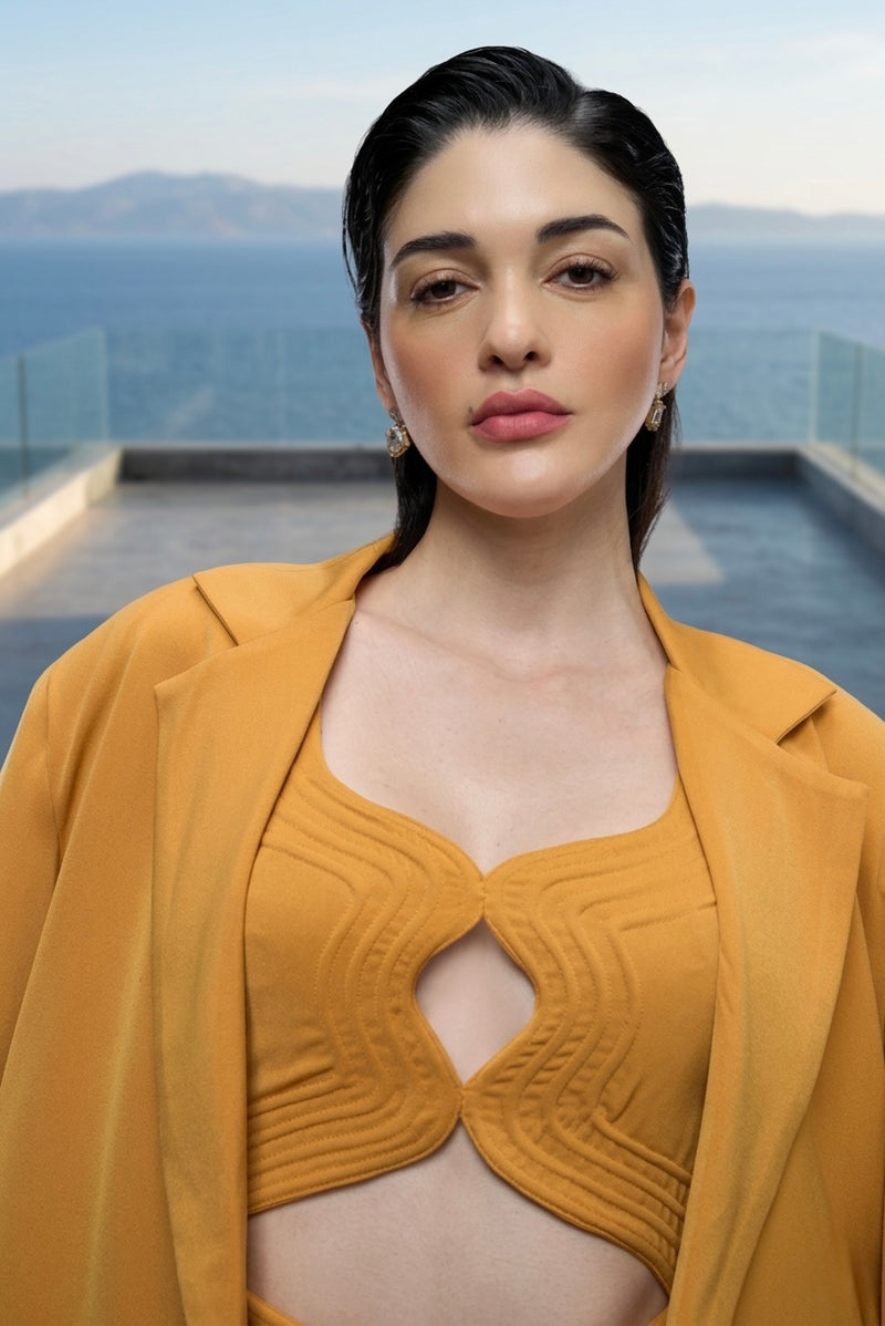 Structured blazer in mustard
