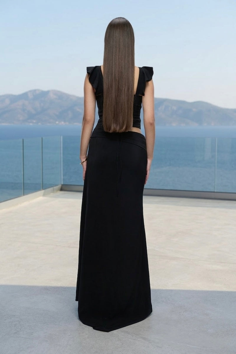 Cut-out detailed maxi dress in black