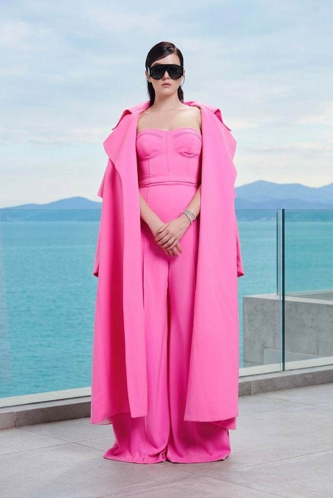 Trench coat in hot pink